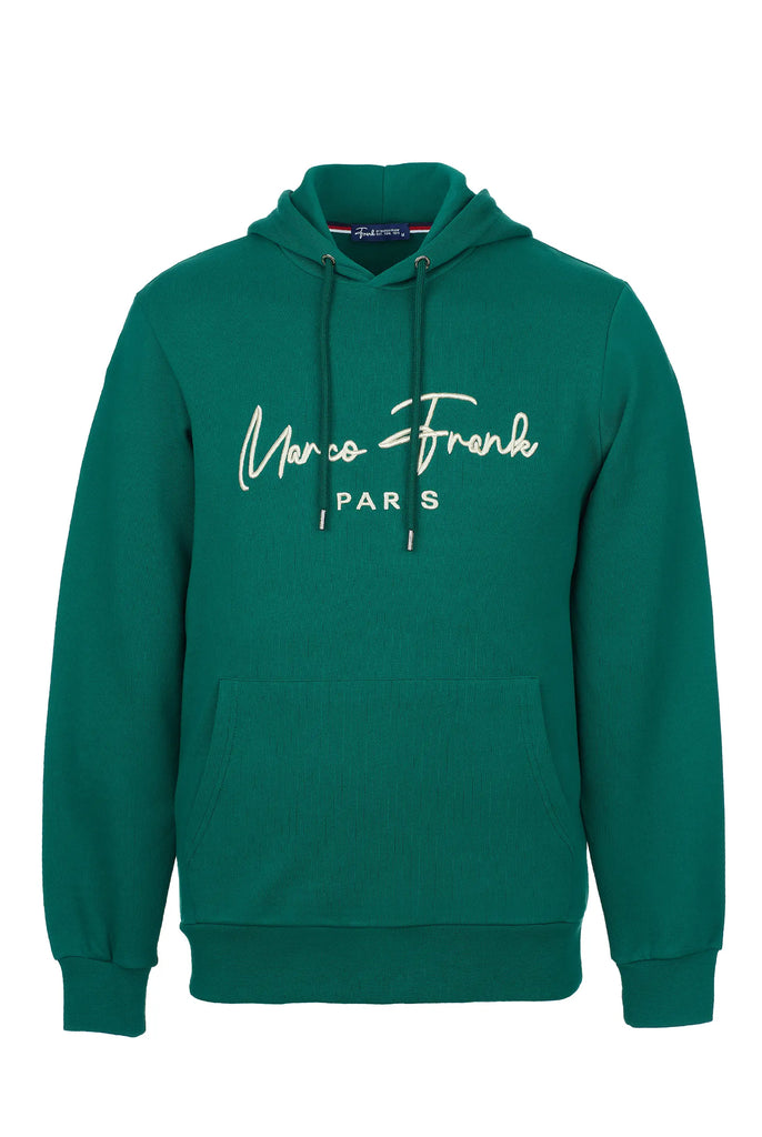 Marco Frank | Paris, France | Fontaine: Sweat Capuche Avec Logo Manuscrit Brodé - Vert