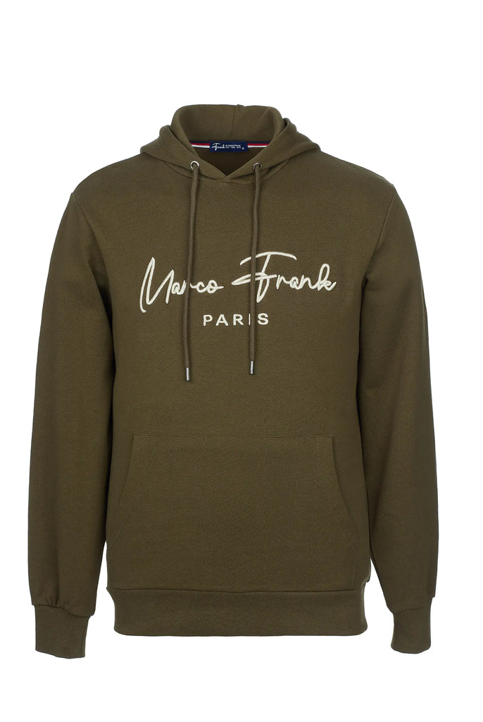 Marco Frank | Paris, France | Fontaine: Sweat Capuche Avec Logo Manuscrit Brodé - Kaki