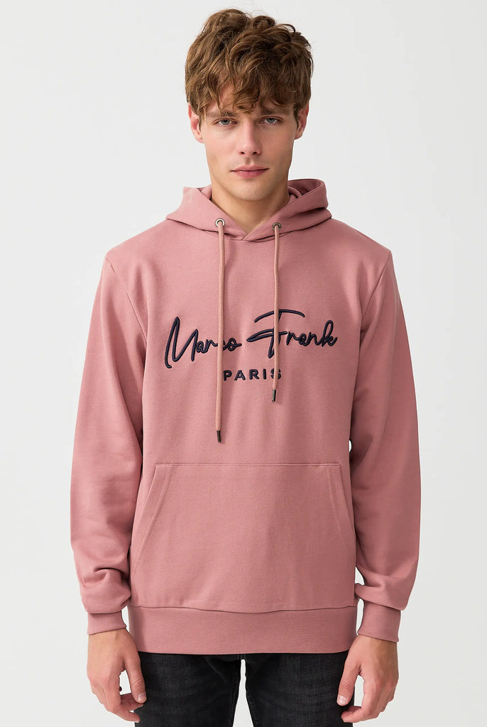 Marco Frank | Paris, France | Fontaine: Sweat Capuche Avec Logo Manuscrit Brodé - Rose
