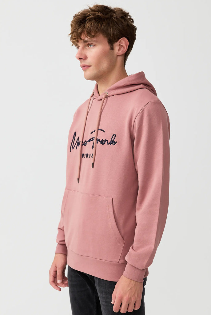 Marco Frank | Paris, France | Fontaine: Sweat Capuche Avec Logo Manuscrit Brodé - Rose