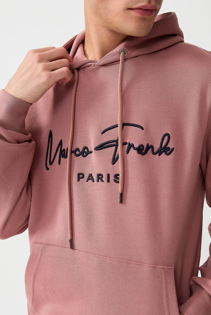Marco Frank | Paris, France | Fontaine: Sweat Capuche Avec Logo Manuscrit Brodé - Rose
