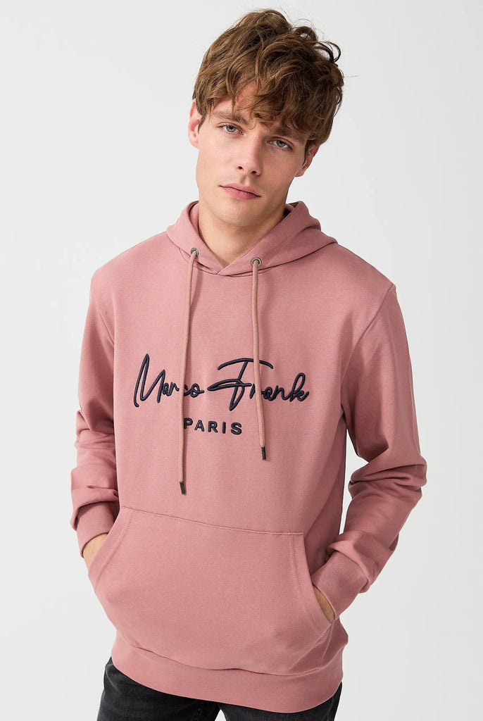 Marco Frank | Paris, France | Fontaine: Sweat Capuche Avec Logo Manuscrit Brodé - Rose