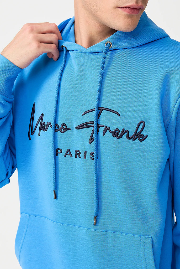 Marco Frank | Paris, France | Fontaine: Sweat Capuche Avec Logo Manuscrit Brodé - Royal Bleu