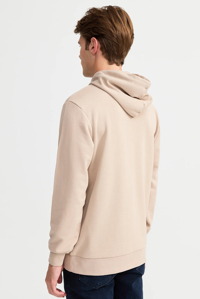 Marco Frank - Hugh: Sweat Capuche Avec Logo Manuscrit Brodé - Beige