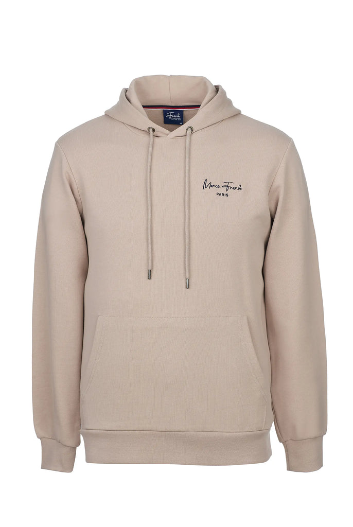 Marco Frank - Hugh: Sweat Capuche Avec Logo Manuscrit Brodé - Beige