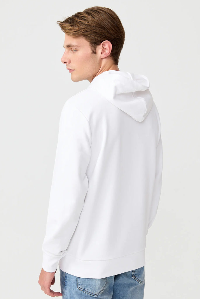 Marco Frank - Hugh: Sweat Capuche Avec Logo Manuscrit Brodé - Blanc