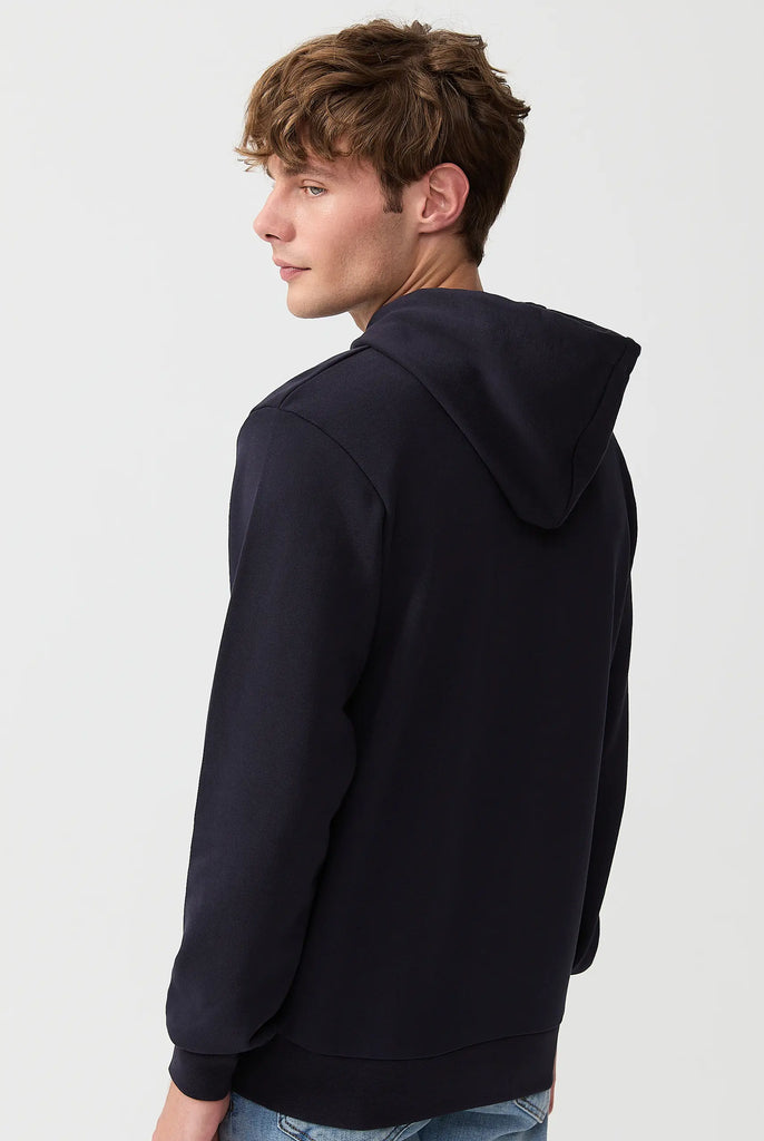 Marco Frank - Hugh: Sweat Capuche Avec Logo Manuscrit Brodé - Bleu Marine