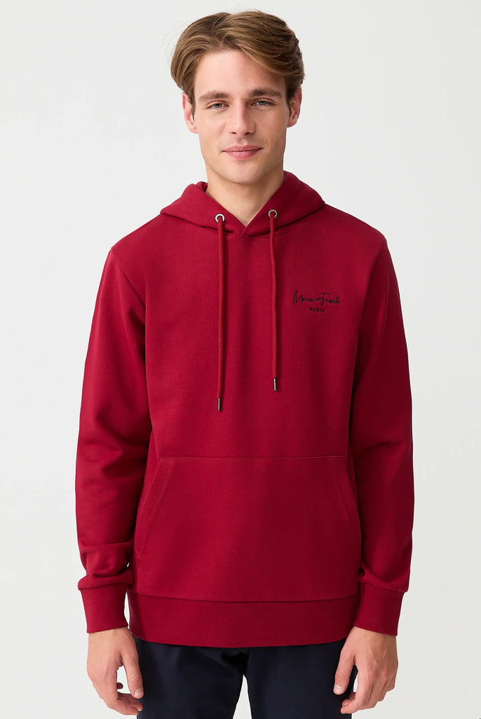 Marco Frank - Hugh: Sweat Capuche Avec Logo Manuscrit Brodé - Bordeaux