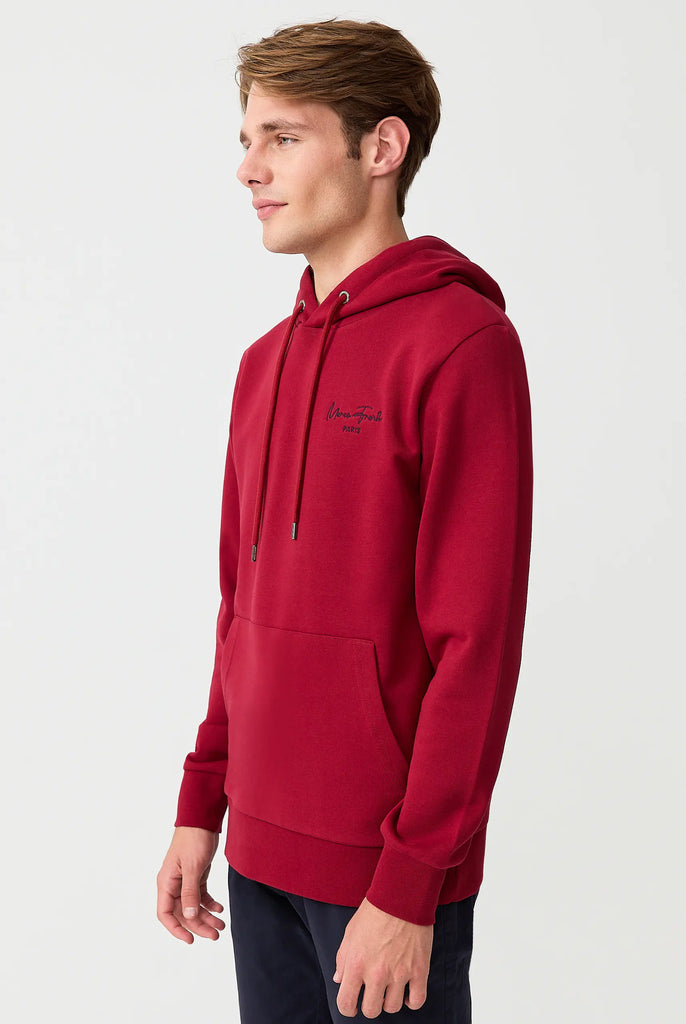 Marco Frank - Hugh: Sweat Capuche Avec Logo Manuscrit Brodé - Bordeaux