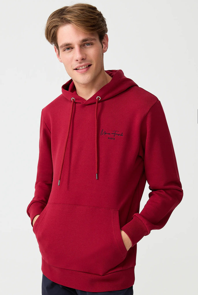 Marco Frank - Hugh: Sweat Capuche Avec Logo Manuscrit Brodé - Bordeaux