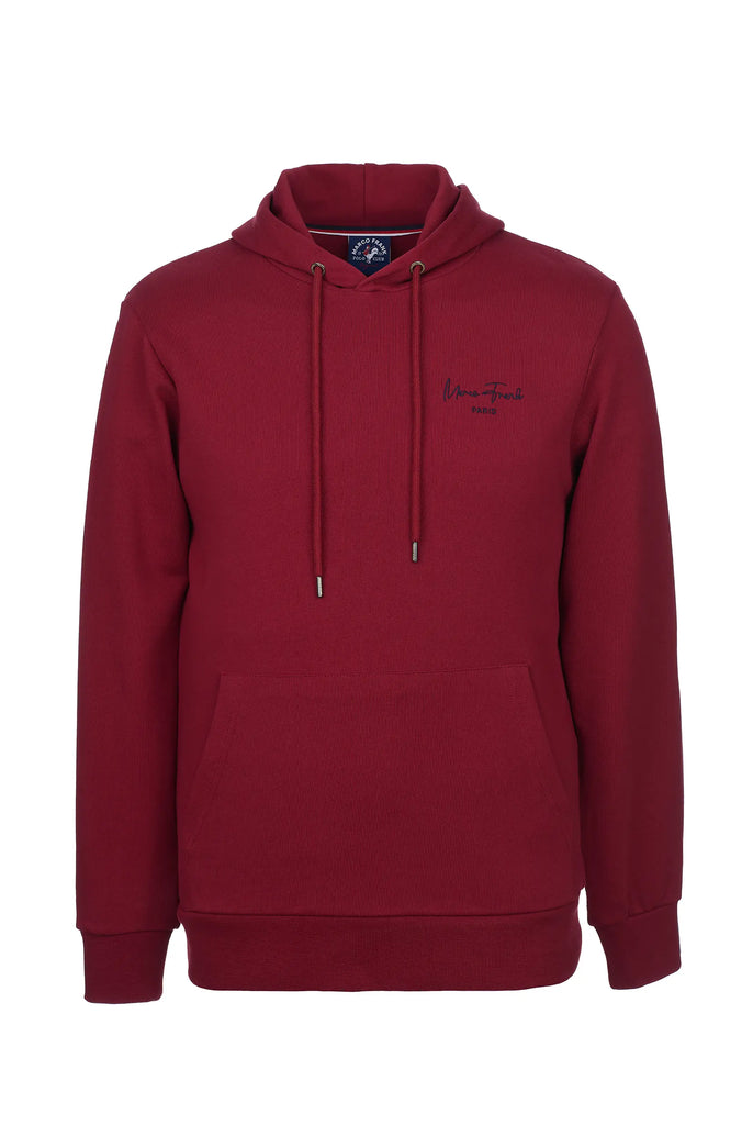 Marco Frank - Hugh: Sweat Capuche Avec Logo Manuscrit Brodé - Bordeaux