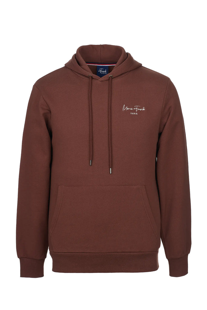 Marco Frank - Hugh: Sweat Capuche Avec Logo Manuscrit Brodé - Brun