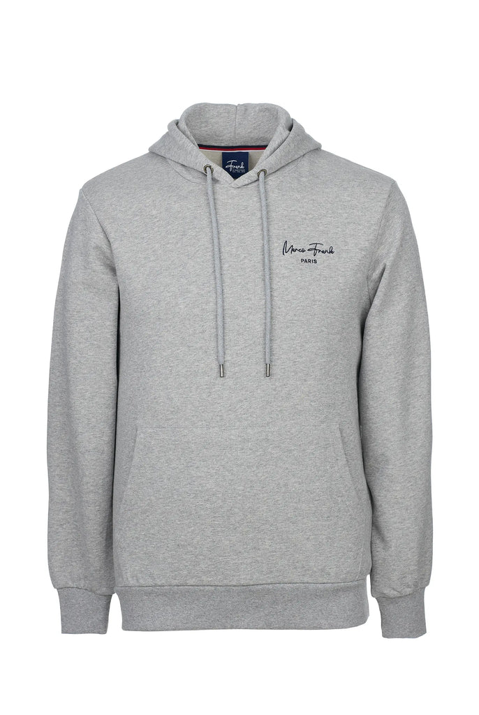 Marco Frank - Hugh: Sweat Capuche Avec Logo Manuscrit Brodé - Gris