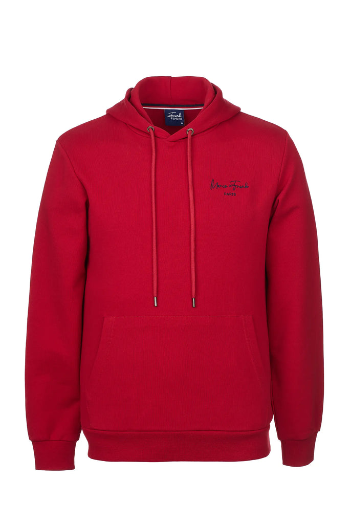 Marco Frank - Hugh: Sweat Capuche Avec Logo Manuscrit Brodé - Rouge