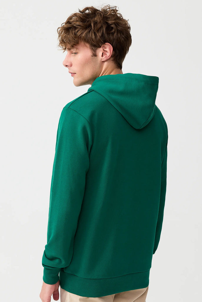 Marco Frank - Hugh: Sweat Capuche Avec Logo Manuscrit Brodé - Vert