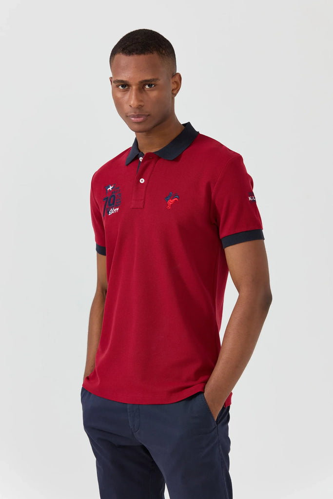 Marco Frank - Est In Paris - Édouard: Polo Avec Logo Iconique Bicolore - Bordeaux