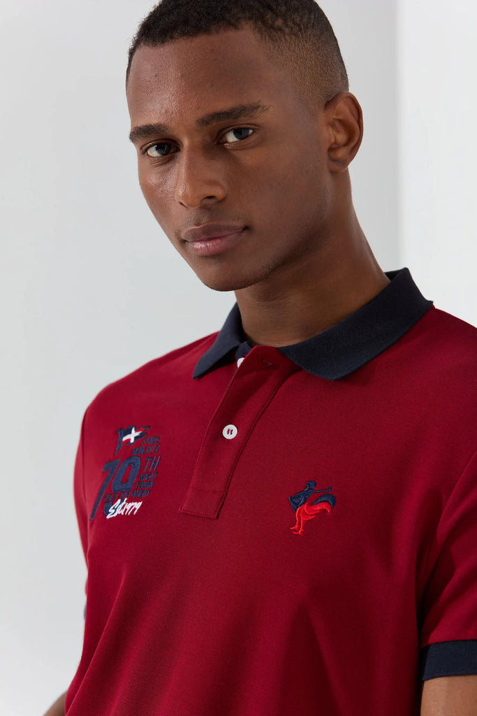 Marco Frank - Est In Paris - Édouard: Polo Avec Logo Iconique Bicolore - Bordeaux