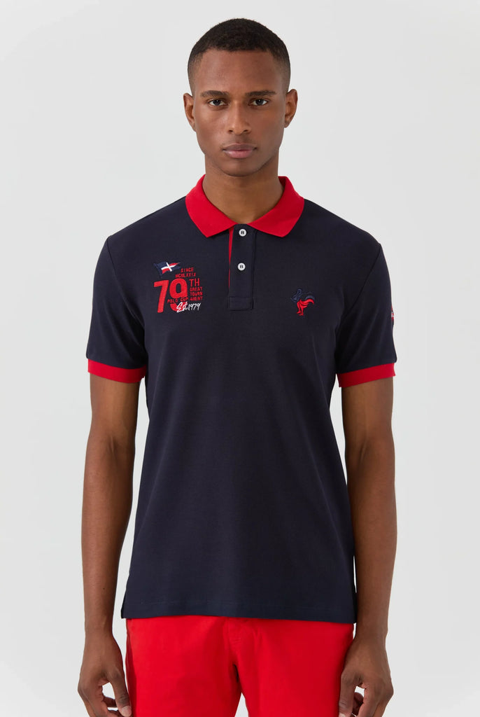 Marco Frank - Est In Paris - Édouard: Polo Avec Logo Iconique Bicolore - Bleu Marine