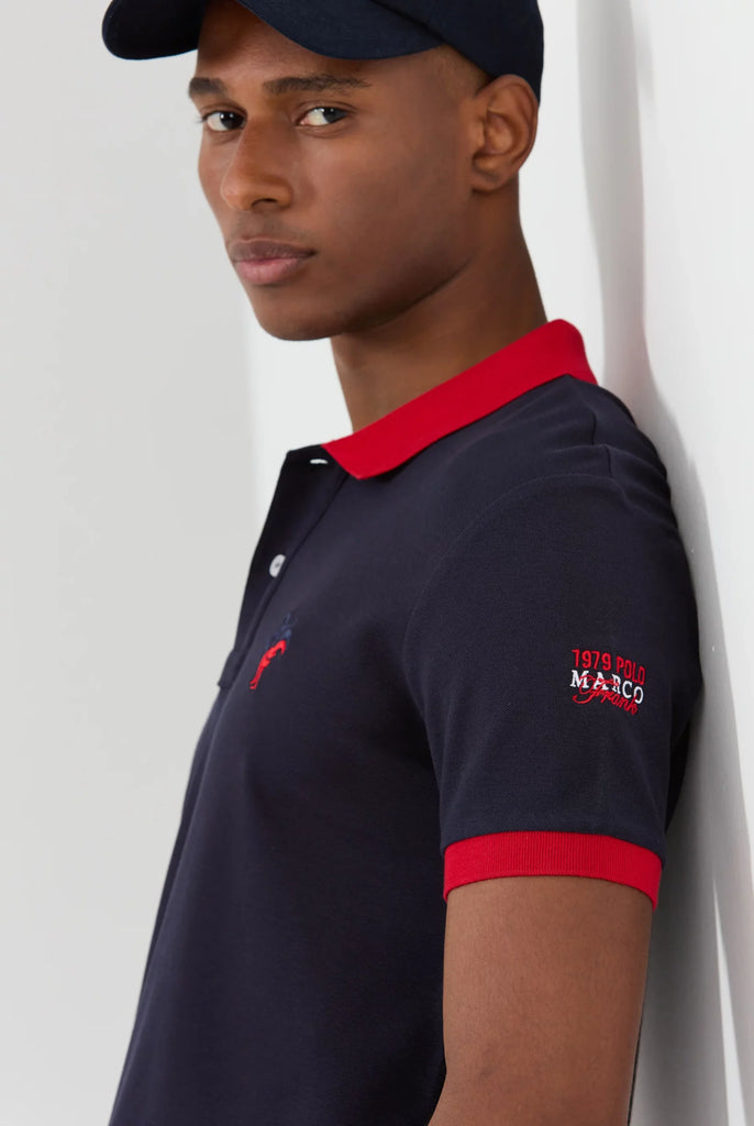 Marco Frank - Est In Paris - Édouard: Polo Avec Logo Iconique Bicolore - Bleu Marine