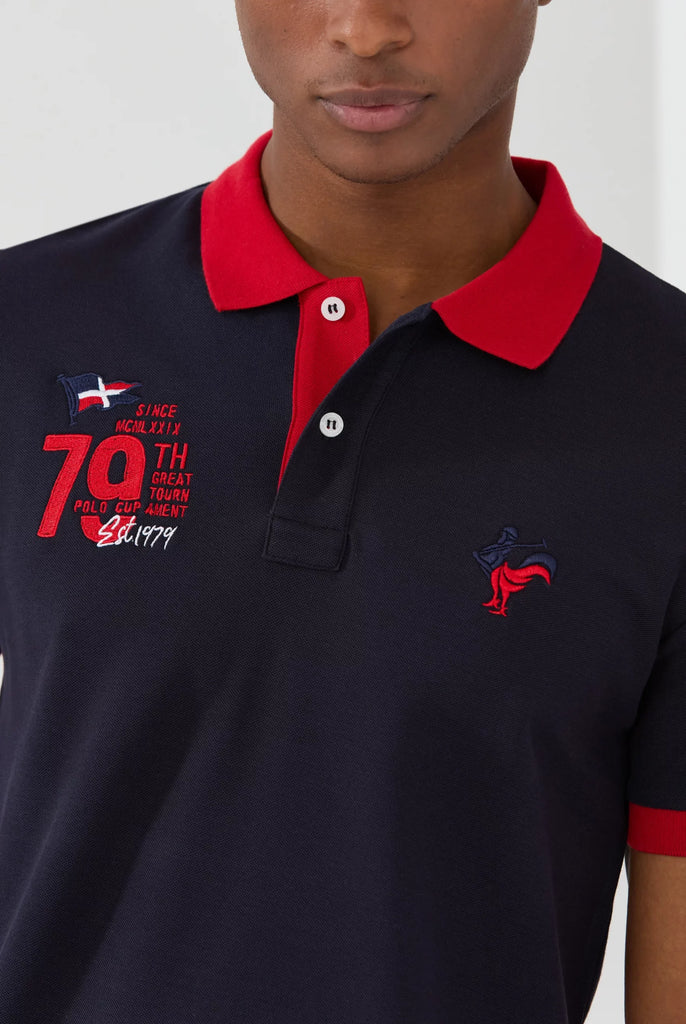 Marco Frank - Est In Paris - Édouard: Polo Avec Logo Iconique Bicolore - Bleu Marine