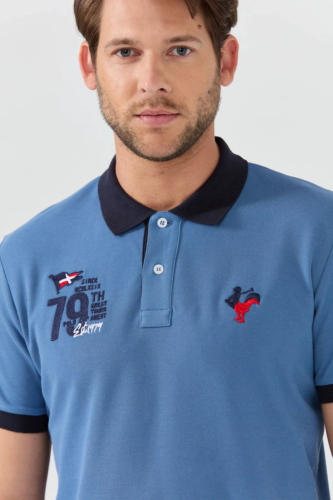 Marco Frank - Est In Paris - Édouard: Polo Avec Logo Iconique Bicolore - Indigo
