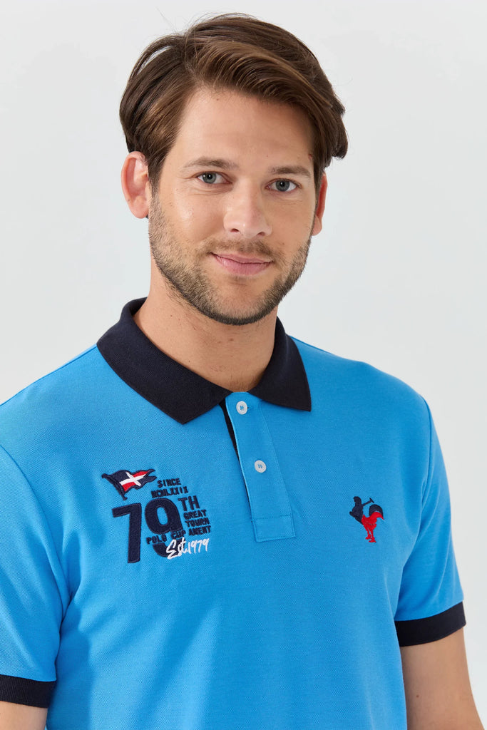 Marco Frank - Est In Paris - Édouard: Polo Avec Logo Iconique Bicolore - Bleu Royal