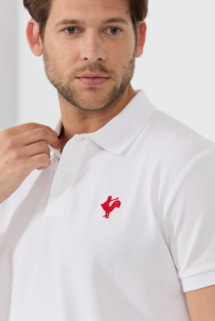 Marco Frank - Est. In Paris - Étienne: Polo Avec Logo de Coq Emblématique Brodé - Blanc