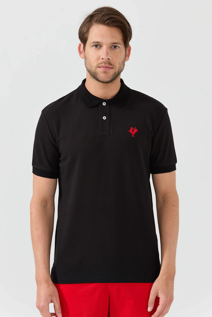 Marco Frank - Est. In Paris - Étienne: Polo Avec Logo de Coq Emblématique Brodé - Noir