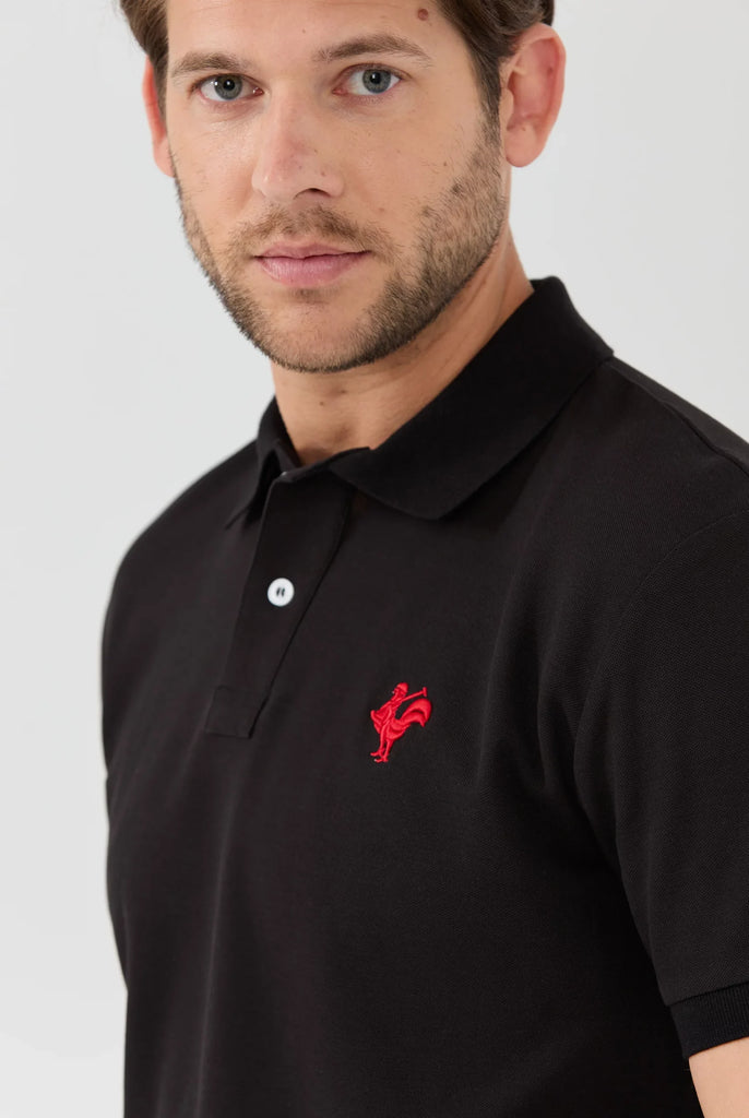 Marco Frank - Est. In Paris - Étienne: Polo Avec Logo de Coq Emblématique Brodé - Noir