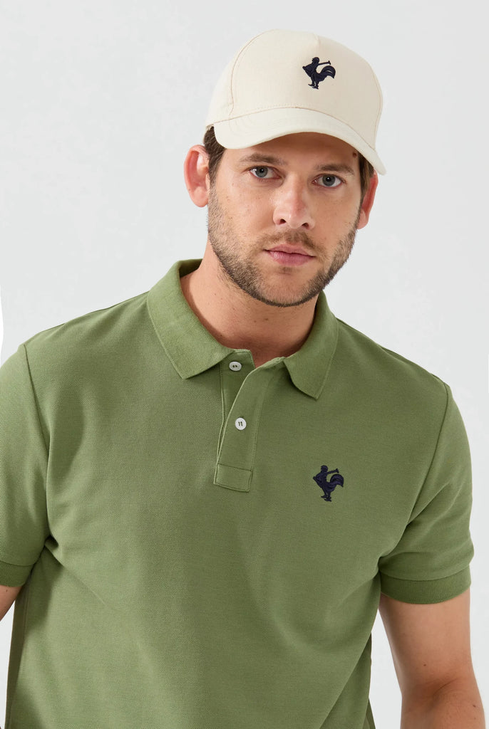 Marco Frank - Est. In Paris - Étienne: Polo Avec Logo de Coq Emblématique Brodé - Kaki