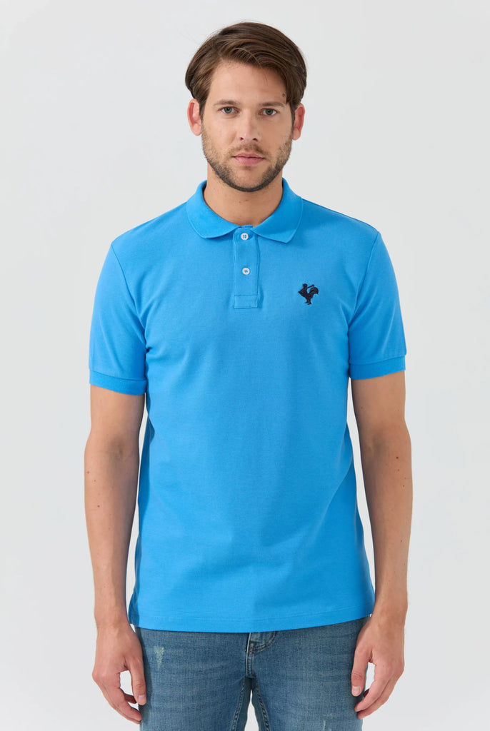 Marco Frank - Est. In Paris - Étienne: Polo Avec Logo de Coq Emblématique Brodé - Bleu Royal