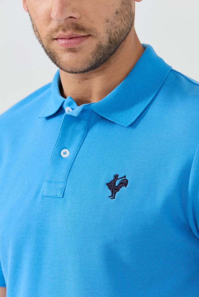 Marco Frank - Est. In Paris - Étienne: Polo Avec Logo de Coq Emblématique Brodé - Bleu Royal