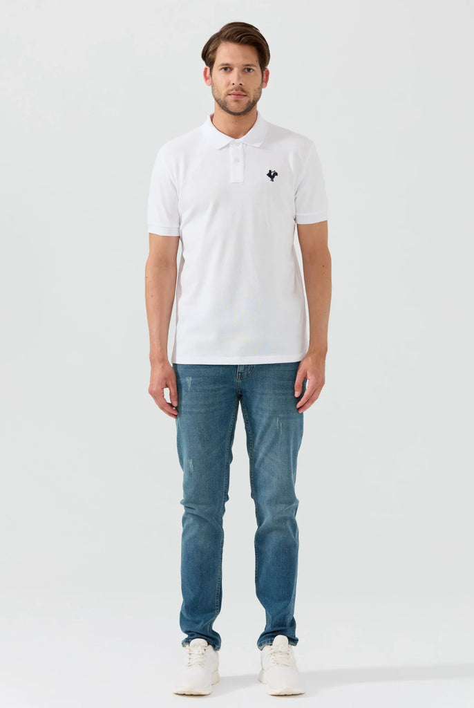 Marco Frank - Est. In Paris - Étienne: Polo Avec Logo de Coq Emblématique Brodé - Blanc