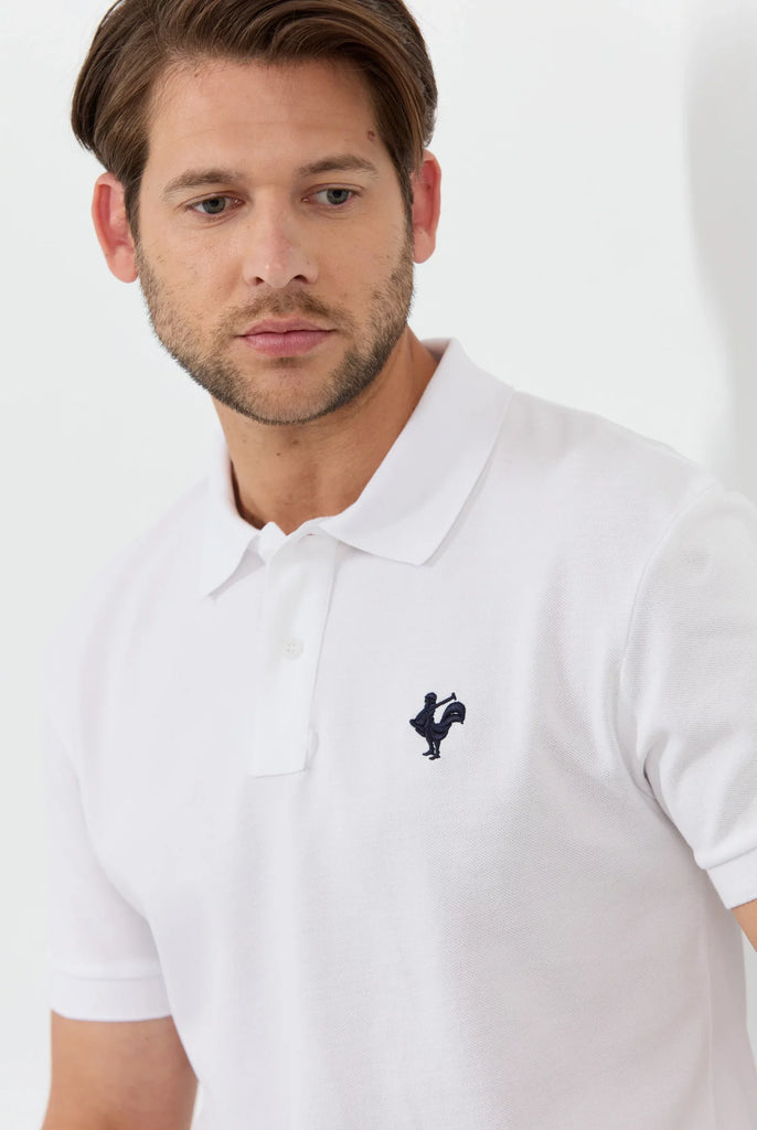 Marco Frank - Est. In Paris - Étienne: Polo Avec Logo de Coq Emblématique Brodé - Blanc