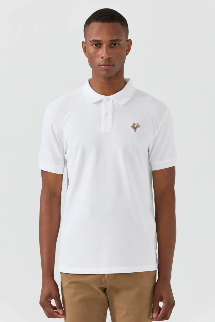 Marco Frank - Est. In Paris - Étienne: Polo Avec Logo de Coq Emblématique Brodé - Blanc