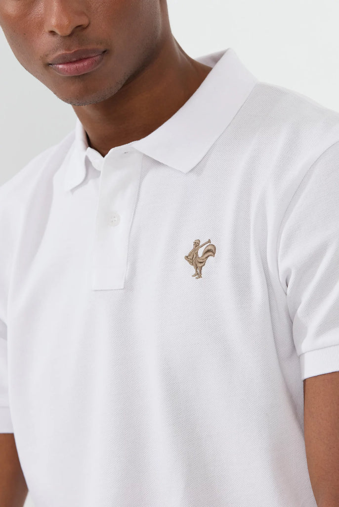 Marco Frank - Est. In Paris - Étienne: Polo Avec Logo de Coq Emblématique Brodé - Blanc