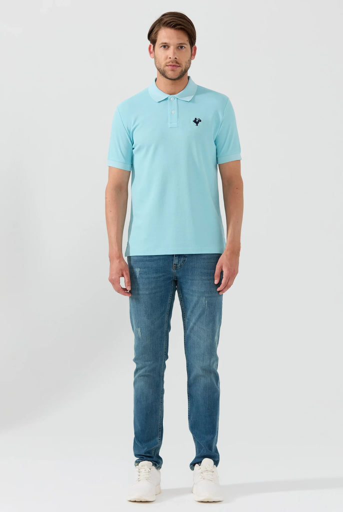 Marco Frank - Est. In Paris - Étienne: Polo Avec Logo de Coq Emblématique Brodé - Bleu