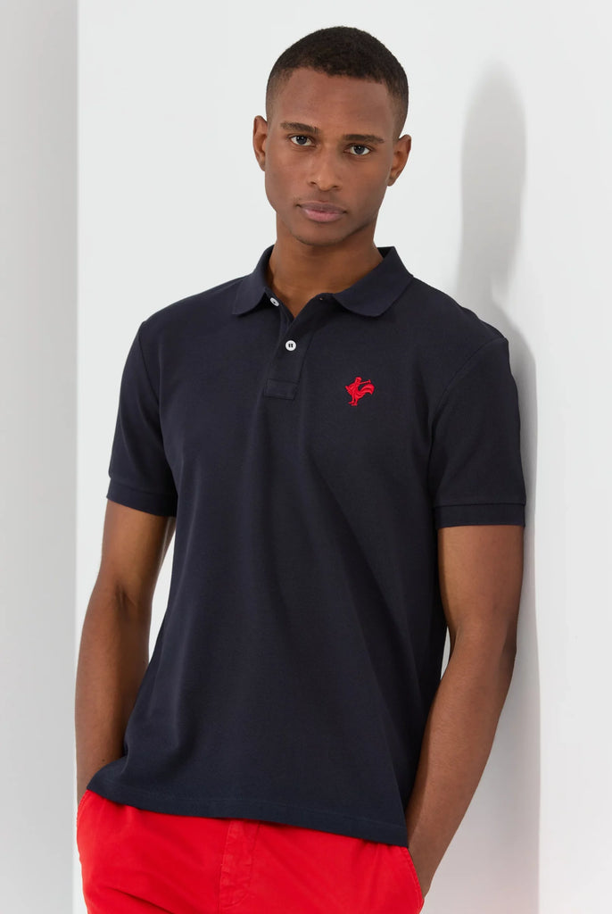 Marco Frank - Est. In Paris - Étienne: Polo Avec Logo de Coq Emblématique Brodé - Bleu Marine
