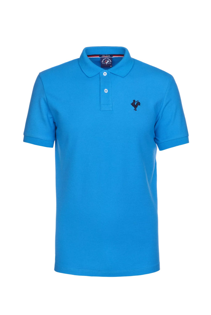Marco Frank - Est. In Paris - Étienne: Polo Avec Logo de Coq Emblématique Brodé - Bleu Royal