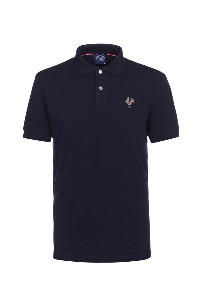 Marco Frank - Est. In Paris - Étienne: Polo Avec Logo de Coq Emblématique Brodé - Bleu Marine