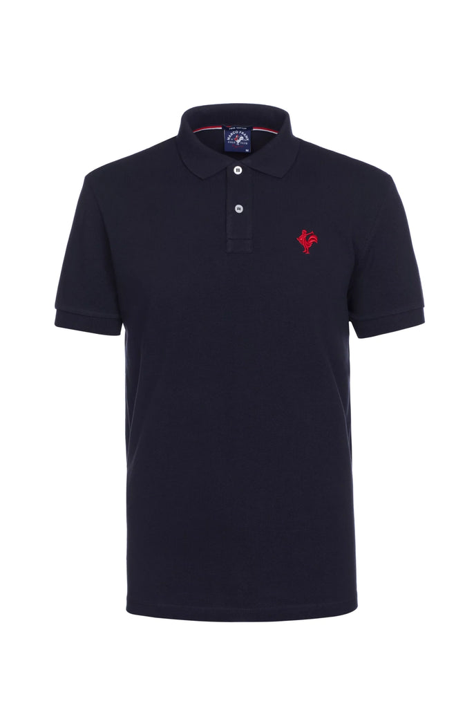 Marco Frank - Est. In Paris - Étienne: Polo Avec Logo de Coq Emblématique Brodé - Bleu Marine