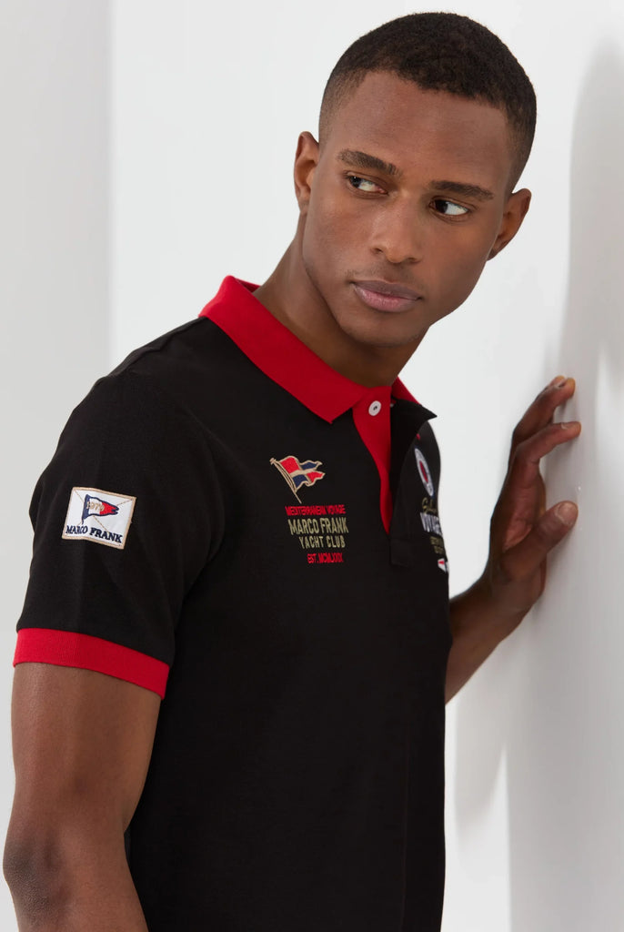 Marco Frank - Jérôme: Polo Avec Broderie Nautique - Noir