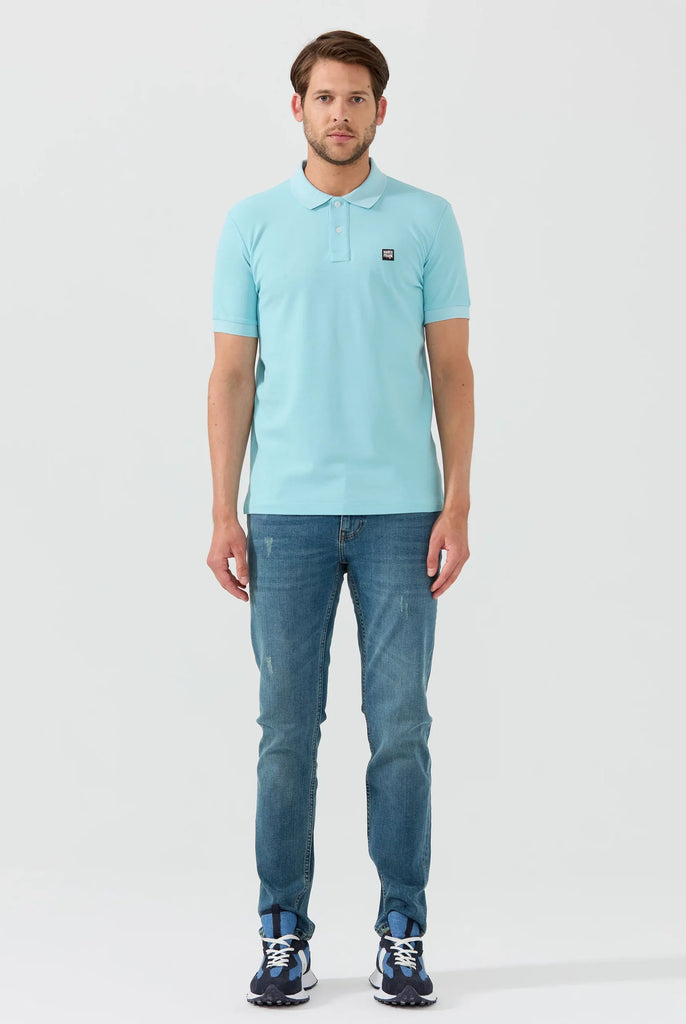 Marco Frank - Louise: Polo Avec Écusson Logo en Silicone - Bleu