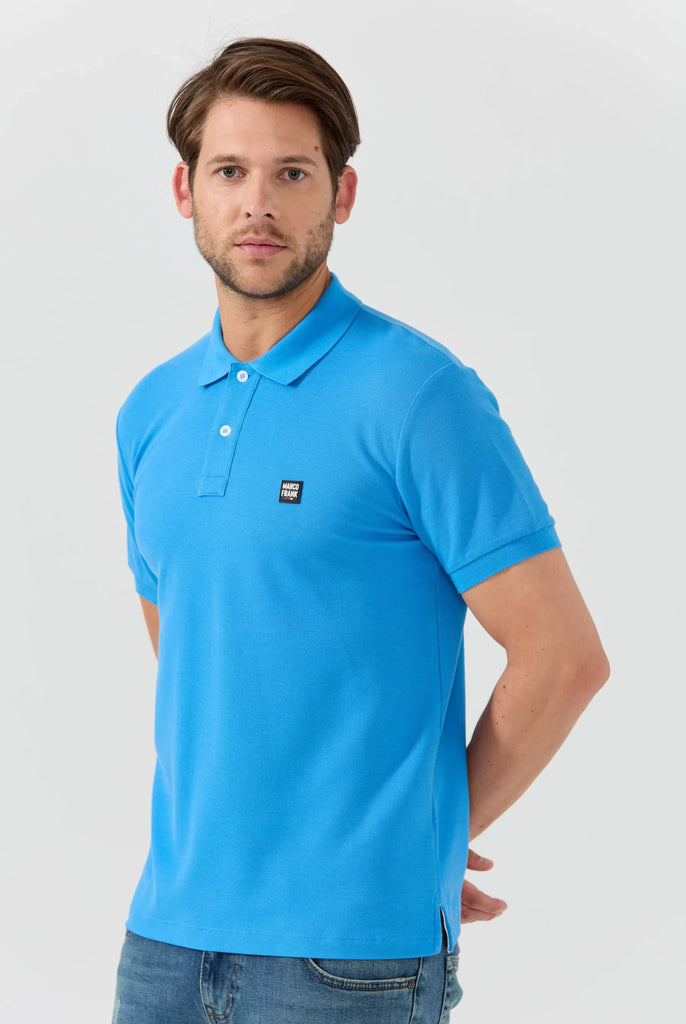 Marco Frank - Louise: Polo Avec Écusson Logo en Silicone - Bleu Royal