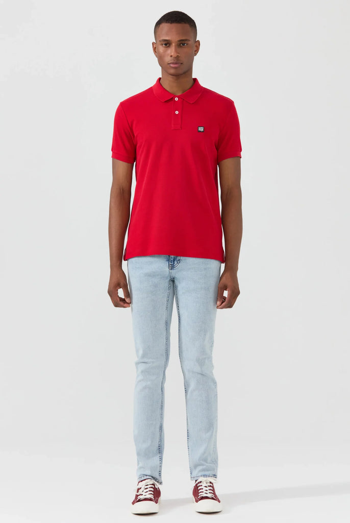 Marco Frank - Louise: Polo Avec Écusson Logo en Silicone - Rouge