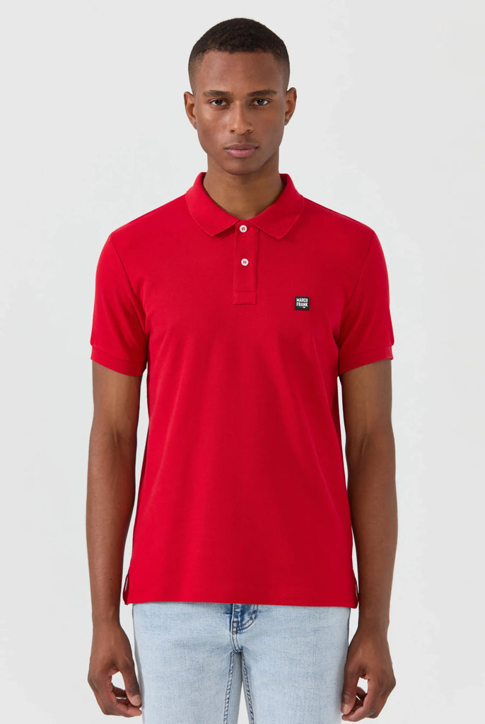 Marco Frank - Louise: Polo Avec Écusson Logo en Silicone - Rouge