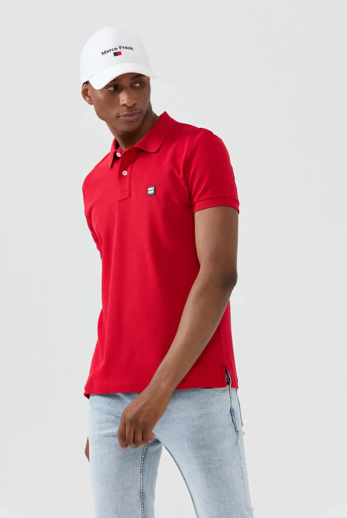 Marco Frank - Louise: Polo Avec Écusson Logo en Silicone - Rouge