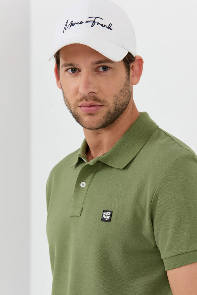 Marco Frank - Louise: Polo Avec Écusson Logo en Silicone - Kaki