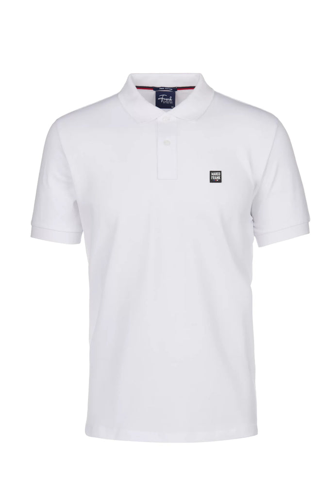 Marco Frank - Louise: Polo Avec Écusson Logo en Silicone - Blanc