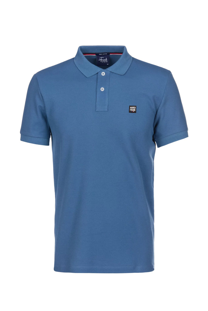 Marco Frank - Louise: Polo Avec Écusson Logo en Silicone - Indigo